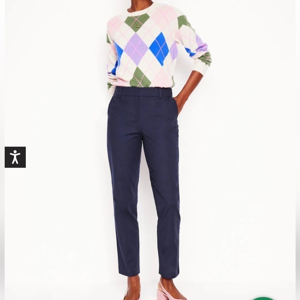 Boden Blue Ankle Cropped Pants Size 10R Tapered Stretch Cotton Slim Fit Y-9